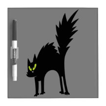 Funny Scared Black Cat Dry Erase Board