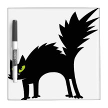 Funny Scared Black Cat Dry Erase Board