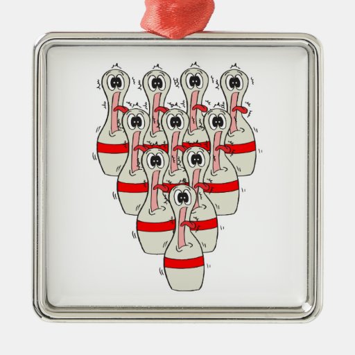 funny scared cartoon bowling pins christmas tree ornaments