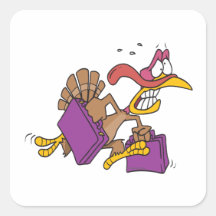 funny scared turkey on the run sticker
