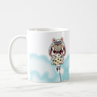 Funny Scared White Cat Balloon With Glasses Mug