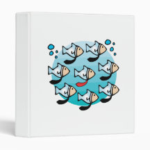 funny school of fish wearing ties vinyl binders