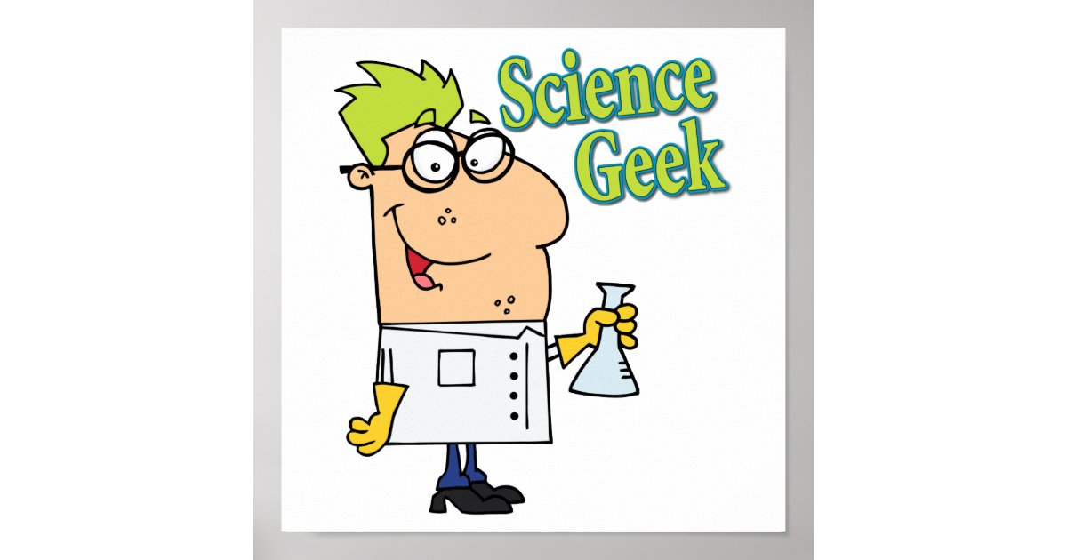 funny science geek cartoon character poster Zazzle