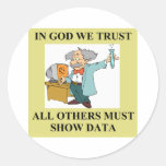 funny science joke round stickers