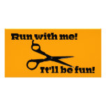 Funny - Scissors - "Run With Me!" Photo Greeting Card