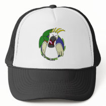 Funny Screaming Citron Cockatoo hats by MenagerieMayhem Funny Screaming Citron Cockatoo hats