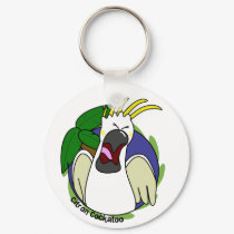 Funny Screaming Citron Cockatoo Keychain by MenagerieMayhem Funny Screaming Citron Cockatoo Keychain