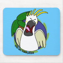 Funny Screaming Citron Cockatoo mousepads by MenagerieMayhem Funny Screaming Citron Cockatoo mousepads