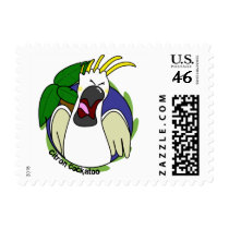 Funny Screaming Citron Cockatoo Stamps by MenagerieMayhem Funny Screaming Citron Cockatoo Stamps