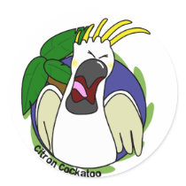 Funny Screaming Citron Cockatoo Round Sticker