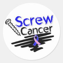Funny Screw Male Breast Cancer Round Stickers