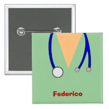 Funny Scrubs Nurses Whimsical Design Buttons