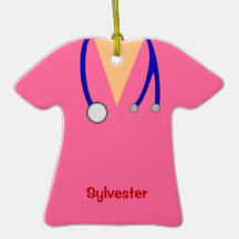 Funny Scrubs Nurses Whimsical Design Ornaments