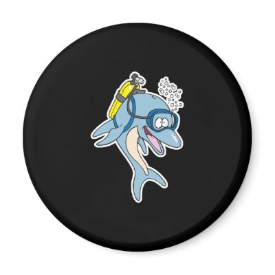 funny scuba diving dolphin magnets by doonidesignsanimals