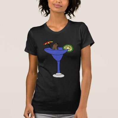 Funny Sea Otter in Blue Margarita Drink T-shirt