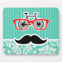 Funny Seafoam Green Damask Mouse Pad