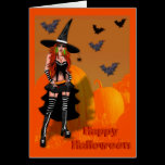Funny sexy halloween witch greeting cards
