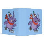 funny shaky ice skating rhino cartoon vinyl binder