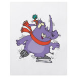 funny shaky ice skating rhino cartoon personalized flyer