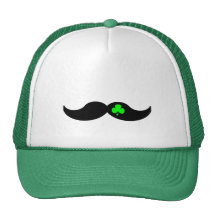 funny shamrock and mustache trucker hats