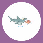 funny shark chasing fish
