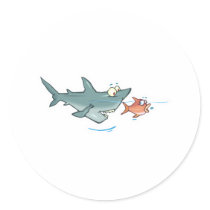 funny shark chasing fish stickers by doonidesignsanimals funny shark chasing fish stickers