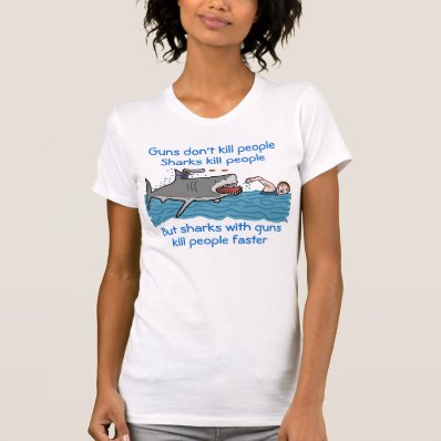 Funny Shark Gun Control T Shirts