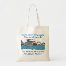 Funny Shark Gun Control Tote Bag
