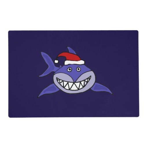 funny shark in santa hat christmas placemat zazzle personalized christmas placemats