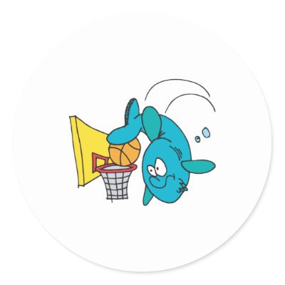 funny shark playing basketball stickers from Zazzle.com