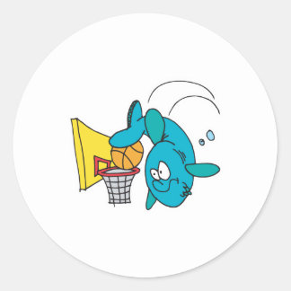 funny shark playing basketball stickers