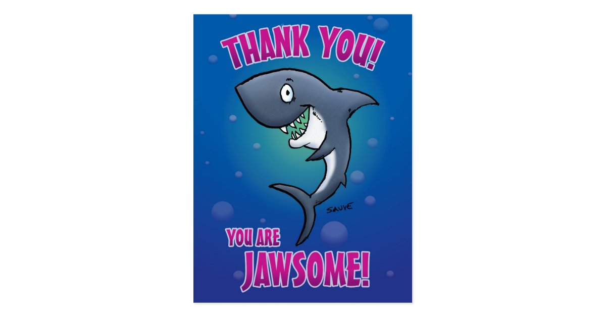 Funny Shark Thank You Postcard | Zazzle