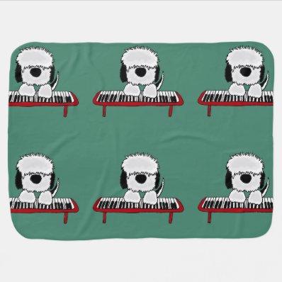 Funny Sheepdog Playing Keyboard Receiving Blankets