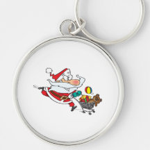 funny shopping santa cartoon key chains