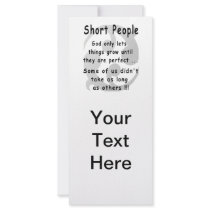 Funny Short People Revenge. Full Color Rack Card
