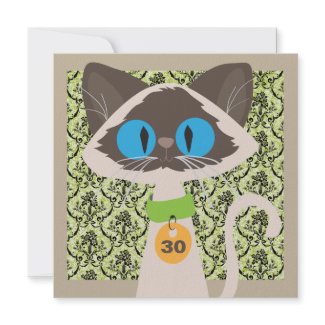 Funny Siamese Cat Script 30th Birthday Party zazzle_invitation