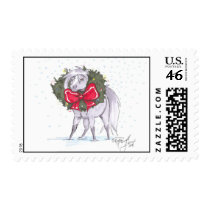 Funny Side wears a Christmas wreath postage by Sky_Eye_Creations Funny Side wears a Christmas wreath postage