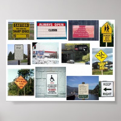 Funny signs posters from Zazzle.com