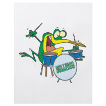 funny silly cartoon frog drummer cartoon flyers