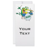 funny silly cartoon frog drummer cartoon rack card design
