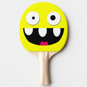 funny silly cartoon smiley face ping pong paddle