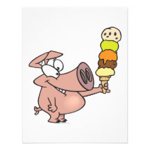 funny silly cute piggy pig with ice cream cone custom announcement