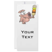 funny silly cute piggy pig with ice cream cone customized rack card