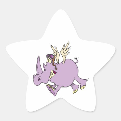 funny silly flying rhino rhinoceros cartoon stickers