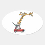 funny silly giraffe in a car commuting sticker