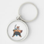 funny silly ninja karate pig piggy cartoon key chain