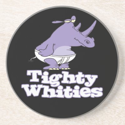 funny silly rhino in tighty whities underwear coasters by tooni_dooni