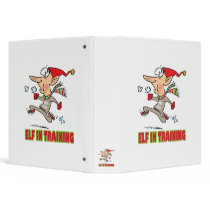 funny silly santa elf in training jogging cartoon vinyl binders