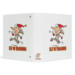 funny silly santa elf in training jogging cartoon binders