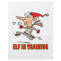 funny silly santa elf in training jogging cartoon flyers